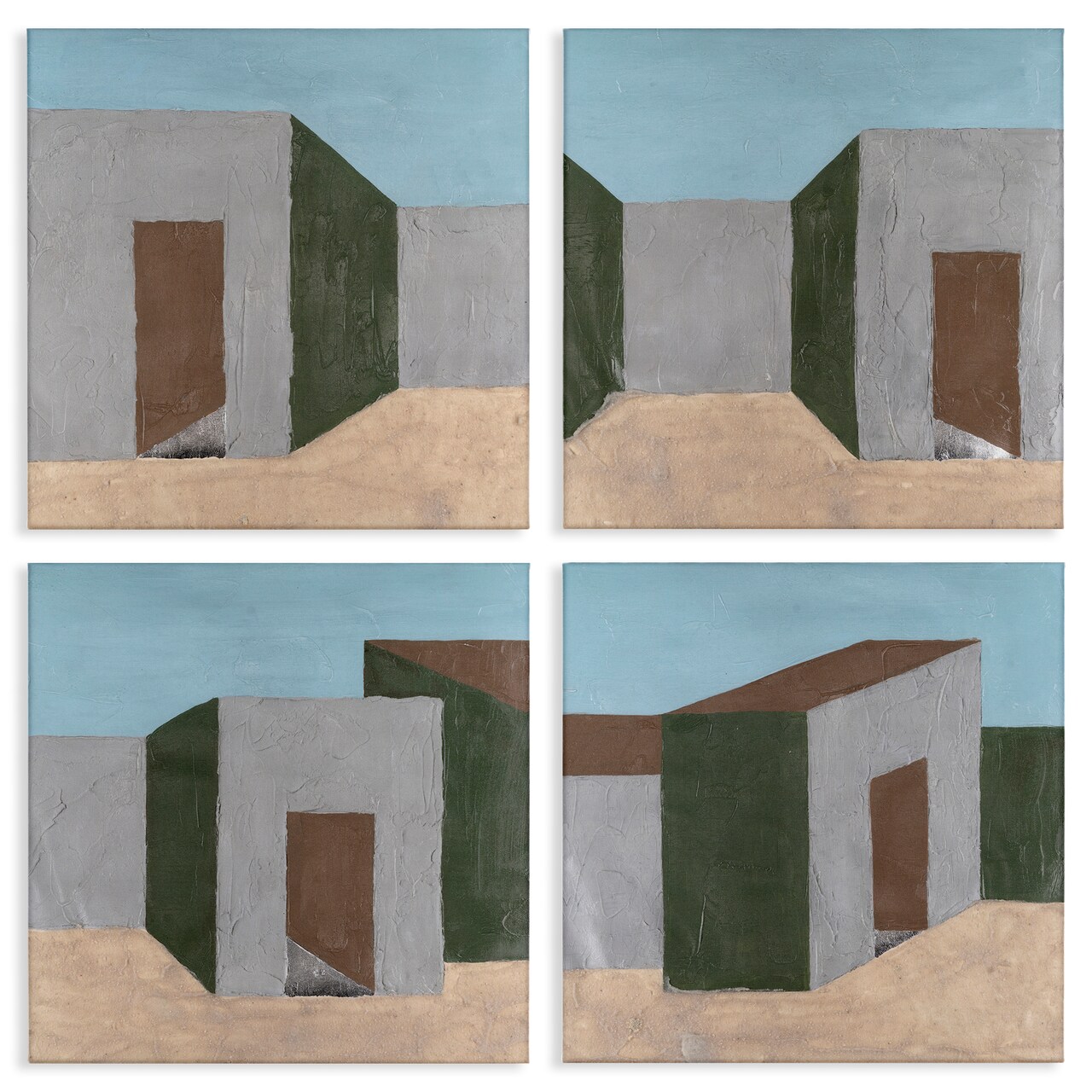 Stupell Industries Desert Modular Houses 4 pc Canvas Wall Art Set Design by Michael Willett
